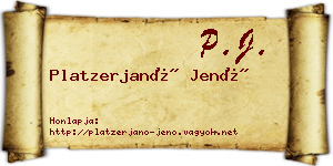 Platzerjanó Jenő névjegykártya